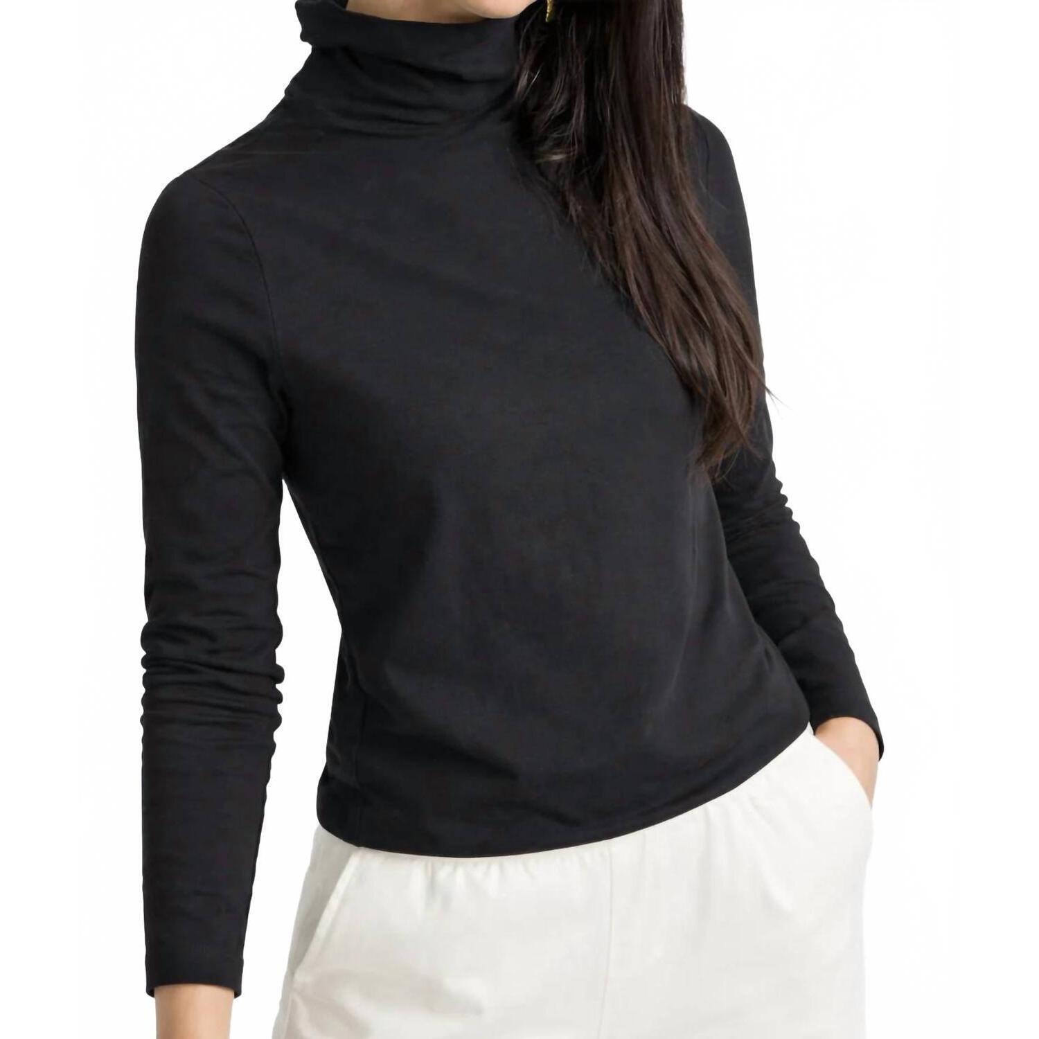 New Salua Long Sleeve Turtle Neck Tee In Black